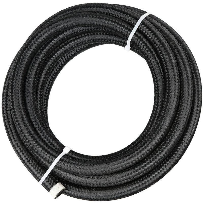 Partschoice 20FT 6AN 3/8" Nylon Stainless Steel Braided CPE Oil Gas Fuel Line Universal - Image 1